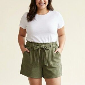 Forever 21+ Army Green Paperbag SweatShirt Shorts Size 2x